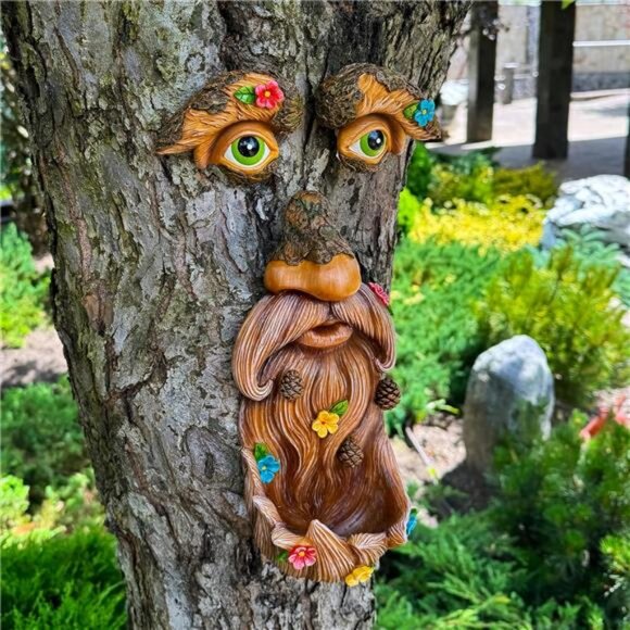 Mood Lab Tree Face Decor - Outdoor Bird Feeder - Old Man Tree Decoration - - Picture 6 of 7